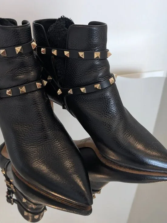 Valentino Rockstud Black Kitten Heel Booties - Picture 5 of 8